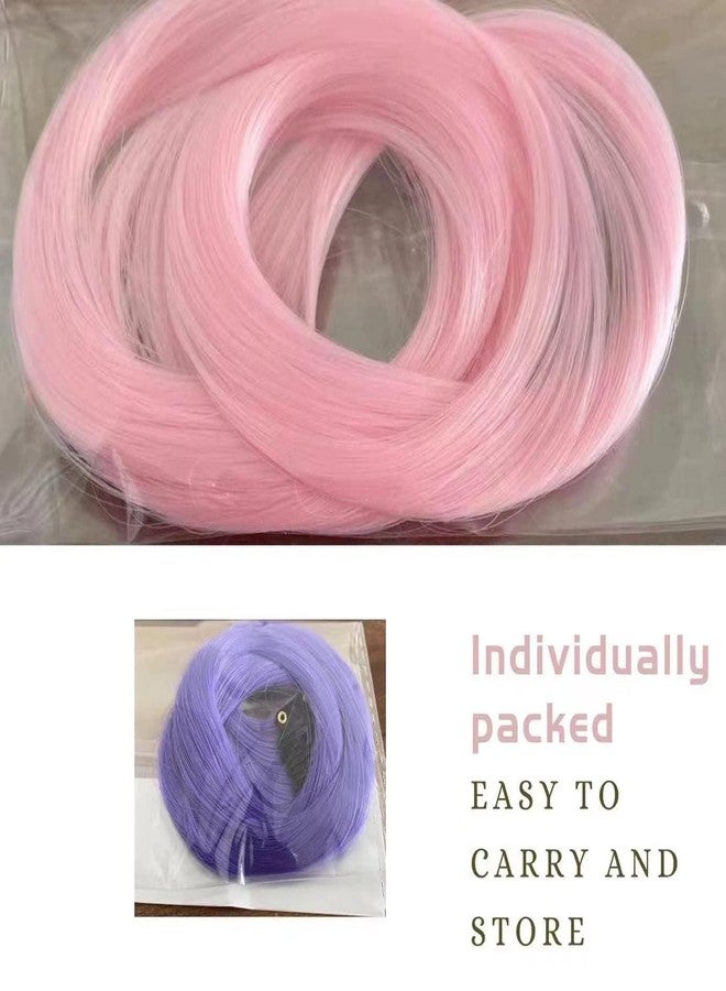 REDMENCO Colored Clip in Hair Extensions 12 Pieces Streak for Women Kids Girls, 16 Inch Wavy Curly, Party Highlights (6 Lavender purple+6 Light Pink Colorful) - Image 4